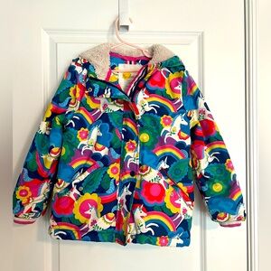 Mini Boden fleece lined/hooded coat size 6-7 GUC